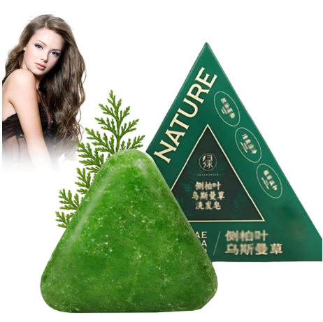 Nature Triangle Shampoo Bar, Nature Green Soap Shampoo, Control Oiliness, Eliminate Dandruff, Strengthen Hair, And Improve Frizziness, Cleansing Hair for Women and Mens
