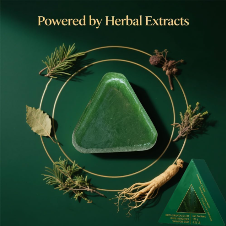 Nature Triangle Shampoo Bar, Nature Green Soap Shampoo, Control Oiliness, Eliminate Dandruff, Strengthen Hair, And Improve Frizziness, Cleansing Hair for Women and Mens