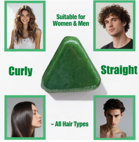 Nature Triangle Shampoo Bar, Nature Green Soap Shampoo, Control Oiliness, Eliminate Dandruff, Strengthen Hair, And Improve Frizziness, Cleansing Hair for Women and Mens