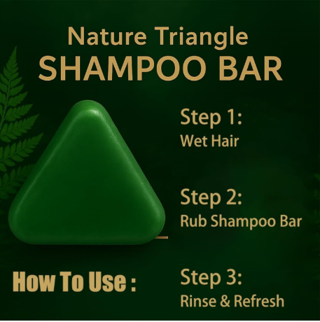 Nature Triangle Shampoo Bar, Nature Green Soap Shampoo, Control Oiliness, Eliminate Dandruff, Strengthen Hair, And Improve Frizziness, Cleansing Hair for Women and Mens
